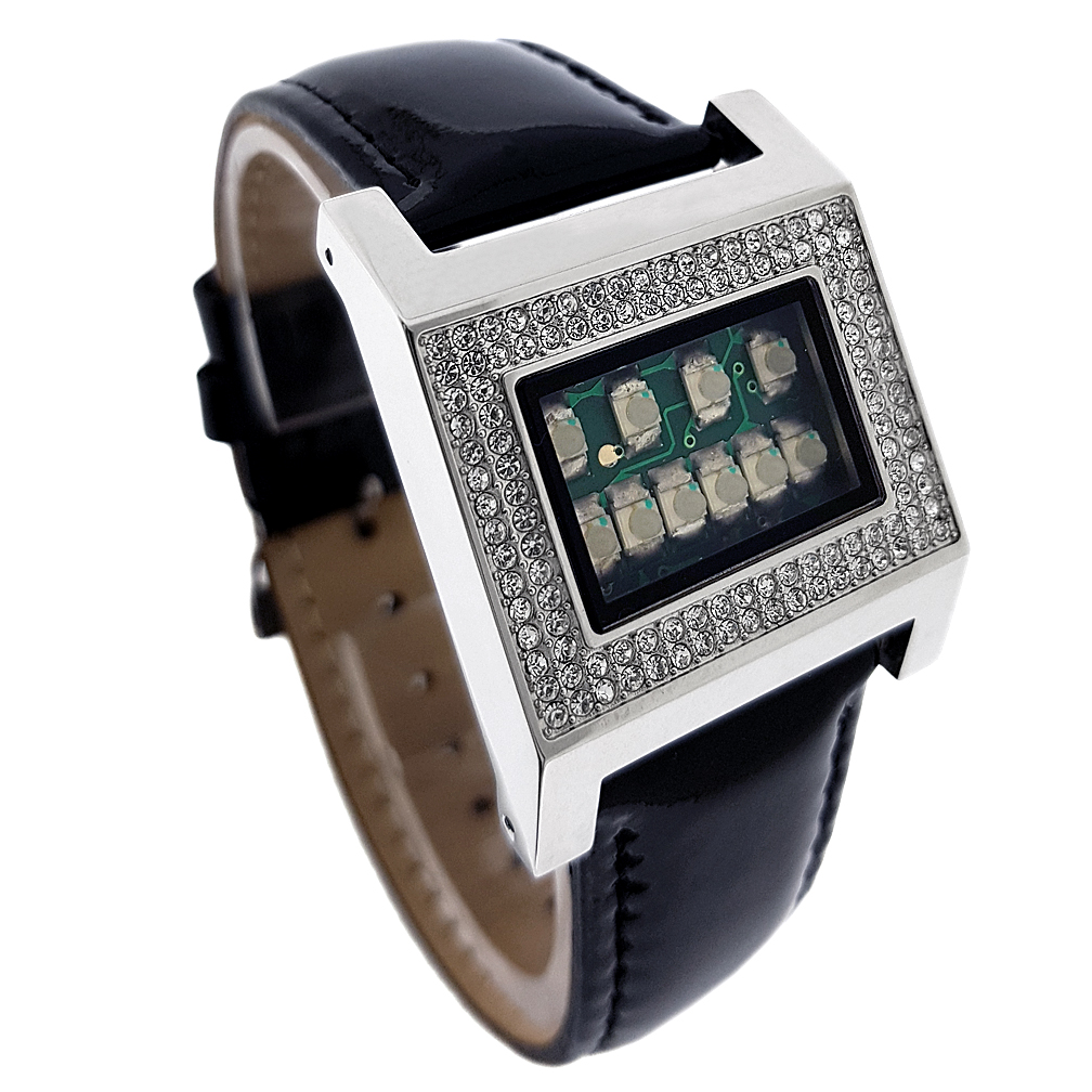 CUSTOM - KERALA TRANCE BINARY WATCH w/ SWAROVSKI & CIRCUIT FACE