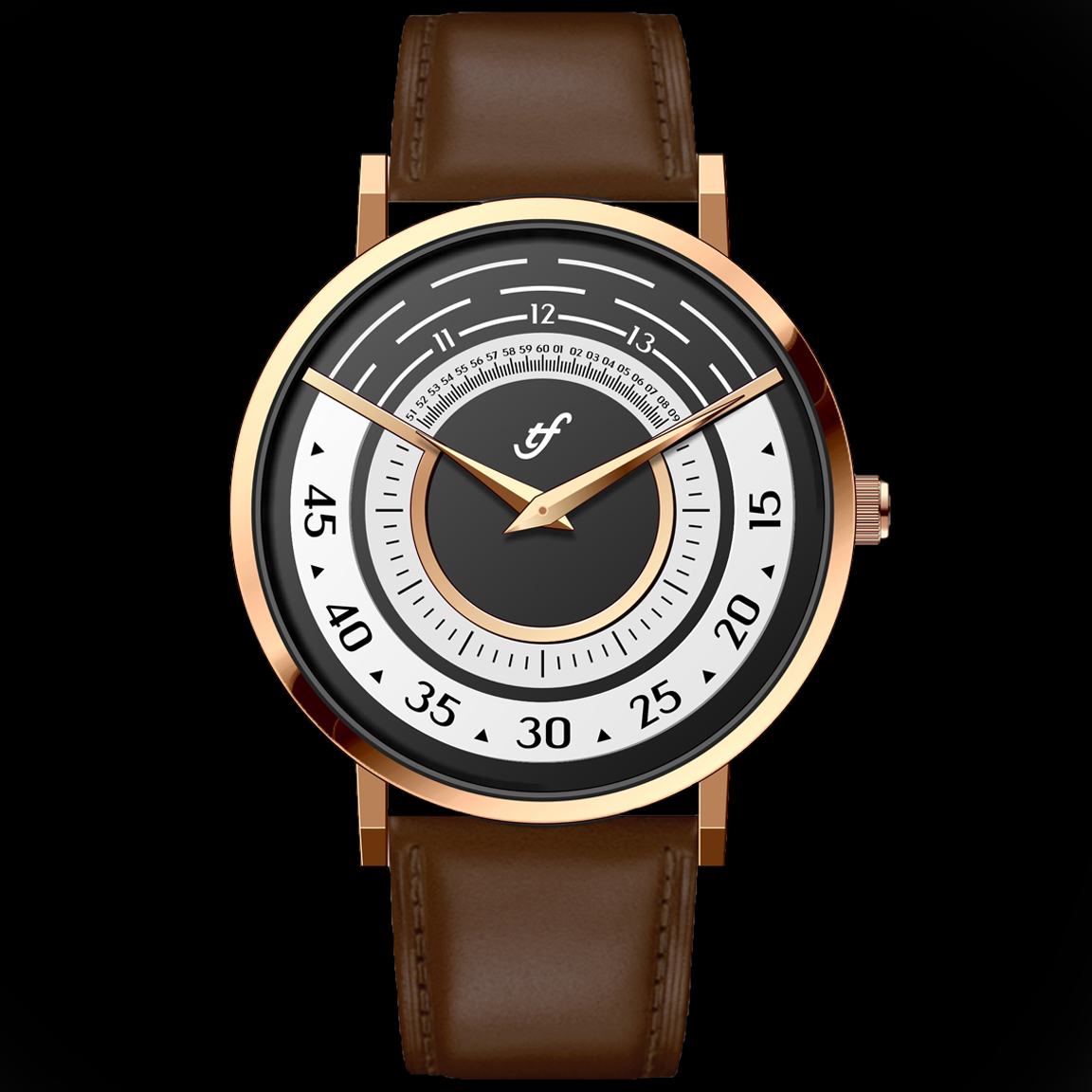 TRIFOGLIO ITALIA Radio City Watch w Brown Leather Strap (112RG)